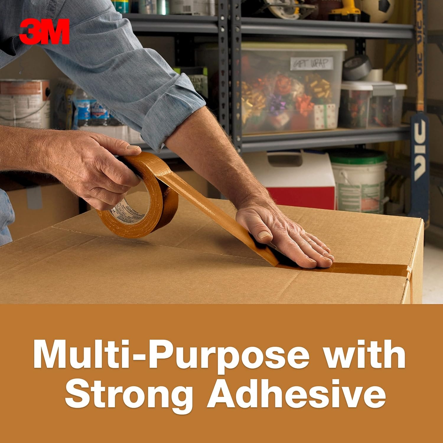 image:image3M MultiUse Colored Duct Tape Brown with Strong Adhesive and WaterResistant Backing MultiSurface 3M Duct Tape for Indoor and Outdoor Use 188 Inches x 20 Yards 1 Roll 3920BR2 Rolls