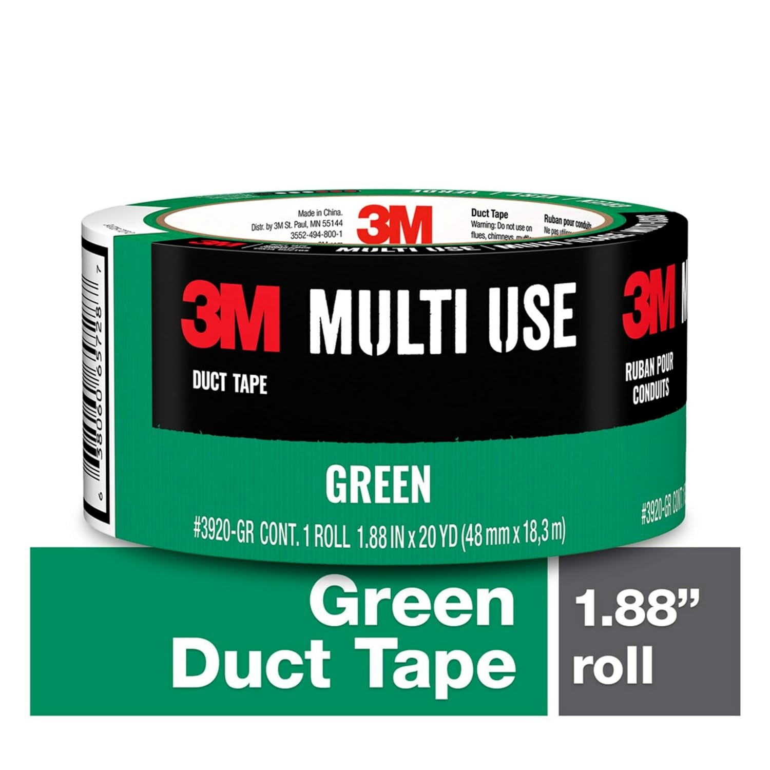 image:image3M MultiUse Colored Duct Tape Green with Strong Adhesive and WaterResistant Backing MultiSurface 3M Duct Tape for Indoor and Outdoor Use 188 Inches x 20 Yards 1 Roll 3920GR1 Roll