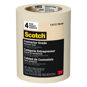 image:imageScotch Contractor Grade Masking Tape Tan Tape for General Use MultiSurface Adhesive Tape 141 Inches x 601 Yards 4 Rolls141 Width