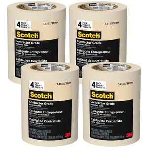 image:imageScotch Contractor Grade Masking Tape Tan Tape for General Use MultiSurface Adhesive Tape 141 Inches x 601 Yards 4 Rolls141 Width Pack of 4