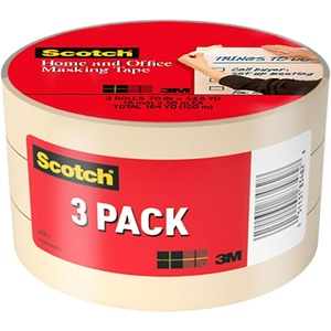 image:imageScotch Masking Tape 3 Rolls 070 in x 546 yd Great for Everyday Use Strong Adhesive Tan Masking Tape 34363075 Width Pack of 9