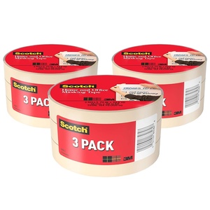 image:imageScotch Masking Tape 3 Rolls 070 in x 546 yd Great for Everyday Use Strong Adhesive Tan Masking Tape 343633 Rolls Pack of 3