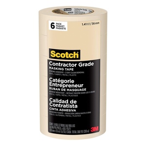 image:imageScotch Painters Tape Contractor Grade Masking Tan Tape for General Use MultiSurface Adhesive Tape 141 Inches x 601 Yards 6 Rolls141 Width