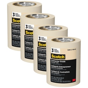 image:imageScotch Painters Tape Contractor Grade Masking Tape 3 Rolls 188 in x 601 yd Holds to Surfaces For Up to 3 days Removes Easily Without Leaving Sticky Residue Interior amp Exterior Use 202048EP3188 Width Pack of 4