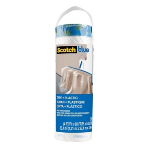 image:imageScotchBlue Pretaped Painters Plastic with Dispenser Unfolds to 48 inches by 30 yardsPTD2093EL4848 Width