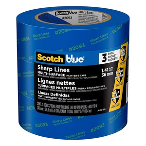 image:imageScotchBlue Sharp Lines MultiSurface Painters Tape 141 Inches x 60 Yards 3 Rolls Blue Paint Tape Protects Surfaces and Removes Easily EdgeLock Painting Tape for Indoor and Outdoor Use141 Width