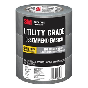 image:image3M Utility Duct Tape 3 Rolls 188 in x 50 yd Strong Adhesive Adheres to Multiple Surfaces HandTearable Silver Color Tape Sticks Instantly Perfect for Home amp Shop Use 19503PK1